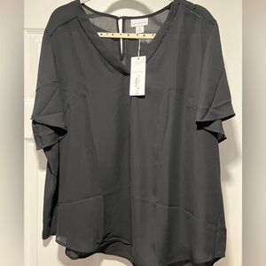 NWT Liz Claiborne Black Short Sleeve Blouse in size XXL